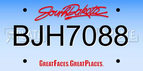 BJH7088 South Dakota License Plate
