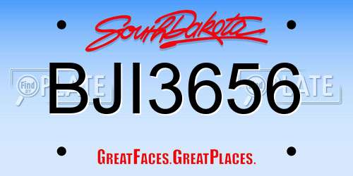 BJI3656 South Dakota License Plate