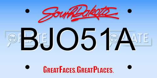 BJO51A South Dakota License Plate