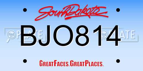 BJO814 South Dakota License Plate
