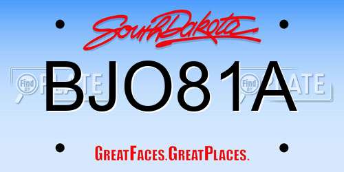 BJO81A South Dakota License Plate