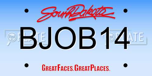 BJOB14 South Dakota License Plate