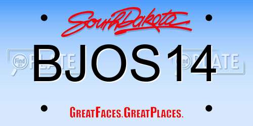 BJOS14 South Dakota License Plate
