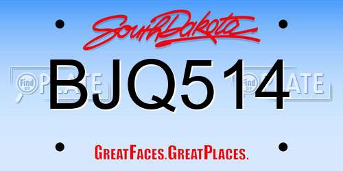 BJQ514 South Dakota License Plate