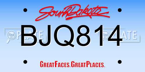 BJQ814 South Dakota License Plate
