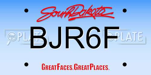 BJR6F South Dakota License Plate