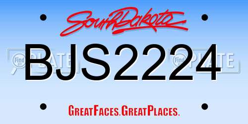BJS2224 South Dakota License Plate