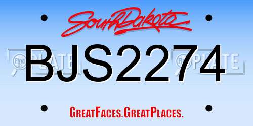 BJS2274 South Dakota License Plate