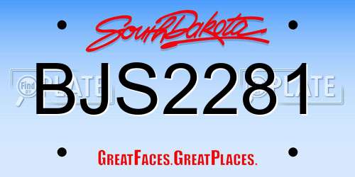 BJS2281 South Dakota License Plate