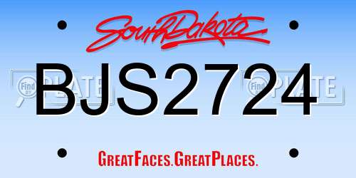 BJS2724 South Dakota License Plate