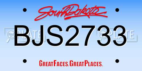 BJS2733 South Dakota License Plate