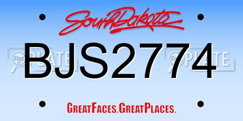 BJS2774 South Dakota License Plate