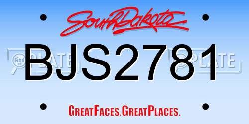 BJS2781 South Dakota License Plate