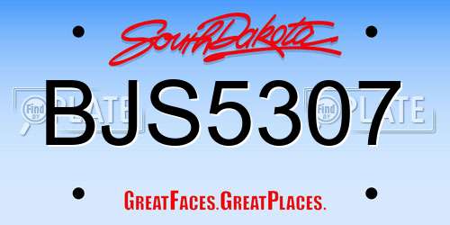 BJS5307 South Dakota License Plate