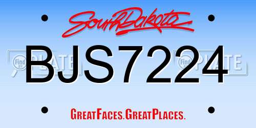 BJS7224 South Dakota License Plate