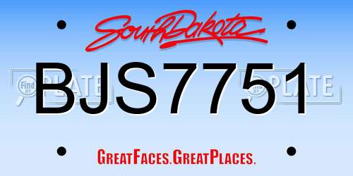 BJS7751 South Dakota License Plate
