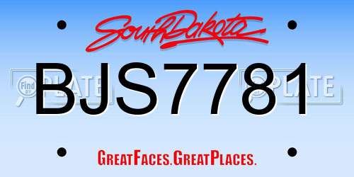 BJS7781 South Dakota License Plate