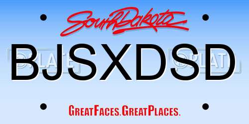 BJSXDSD South Dakota License Plate