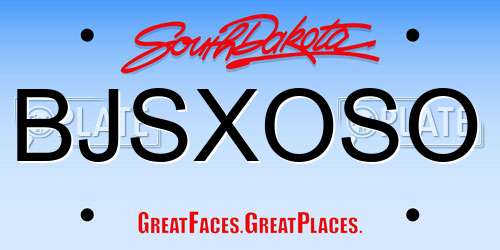 BJSXOSO South Dakota License Plate