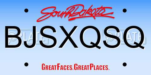 BJSXQSQ South Dakota License Plate