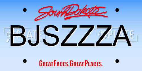 BJSZZZA South Dakota License Plate