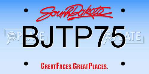 BJTP75 South Dakota License Plate