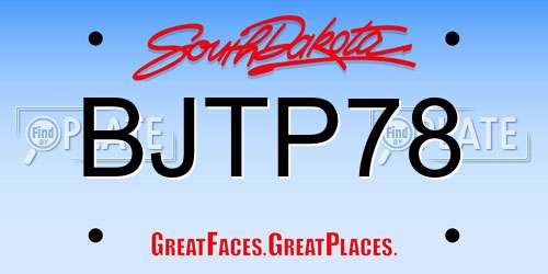 BJTP78 South Dakota License Plate