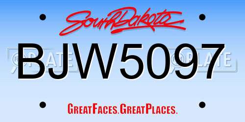 BJW5097 South Dakota License Plate