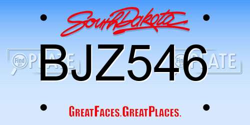 BJZ546 South Dakota License Plate