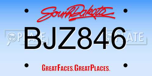 BJZ846 South Dakota License Plate