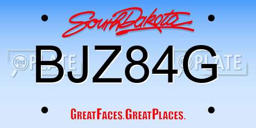BJZ84G South Dakota License Plate