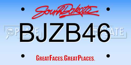 BJZB46 South Dakota License Plate