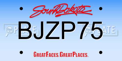 BJZP75 South Dakota License Plate