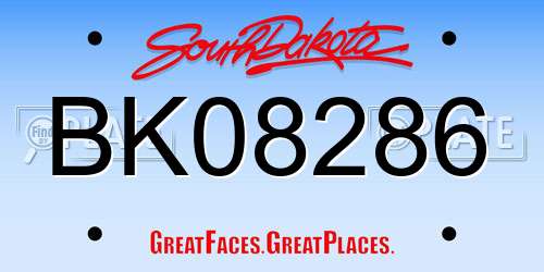BK08286 South Dakota License Plate