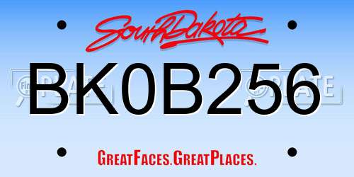BK0B256 South Dakota License Plate