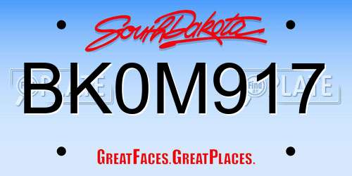 BK0M917 South Dakota License Plate