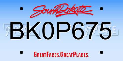 BK0P675 South Dakota License Plate