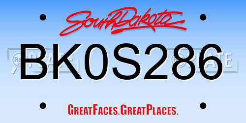BK0S286 South Dakota License Plate