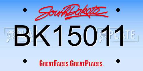 BK15011 South Dakota License Plate