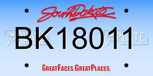 BK18011 South Dakota License Plate