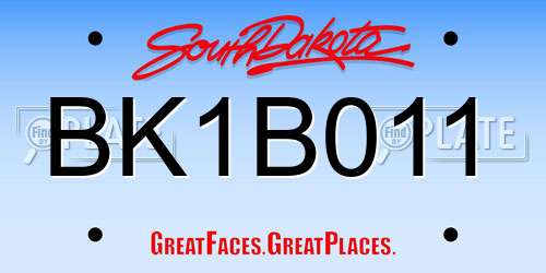 BK1B011 South Dakota License Plate