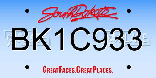 BK1C933 South Dakota License Plate