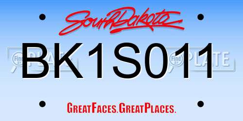 BK1S011 South Dakota License Plate