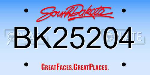 BK25204 South Dakota License Plate