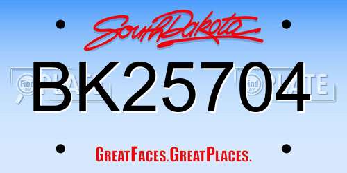 BK25704 South Dakota License Plate