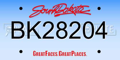 BK28204 South Dakota License Plate