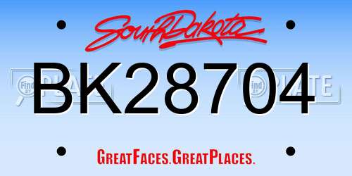 BK28704 South Dakota License Plate