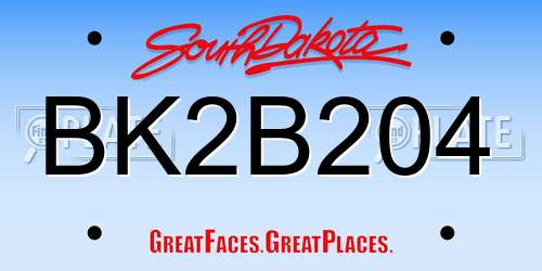 BK2B204 South Dakota License Plate