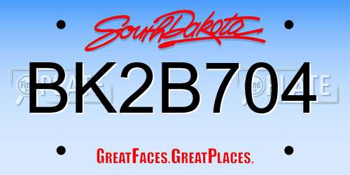 BK2B704 South Dakota License Plate