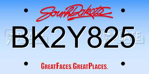 BK2Y825 South Dakota License Plate